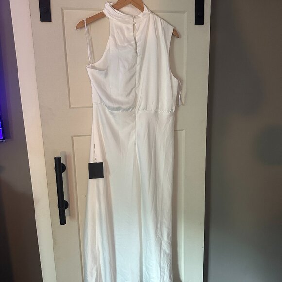 Lulus Distinctive Charm White Satin Asymmetrical Midi Dress - XL, NWT - Picture 14 of 15